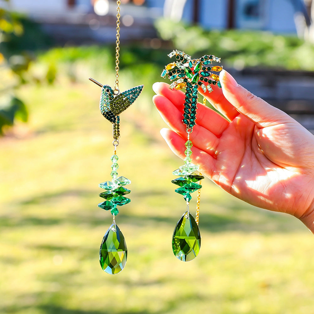 Cute Hummingbird Green Tree Crystal Sun Catcher 6H7HLS193
