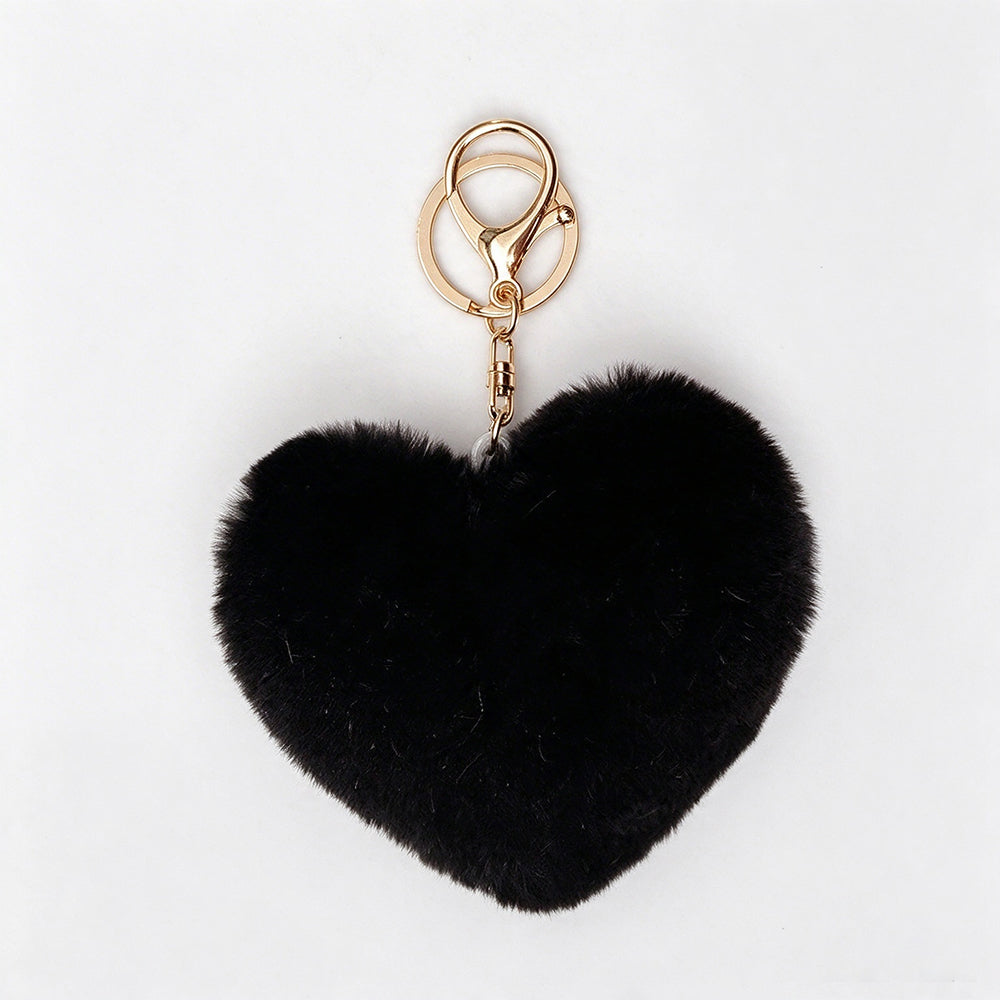 Faux Fur Heart Keychain - DippedShop Wholesale - #7987