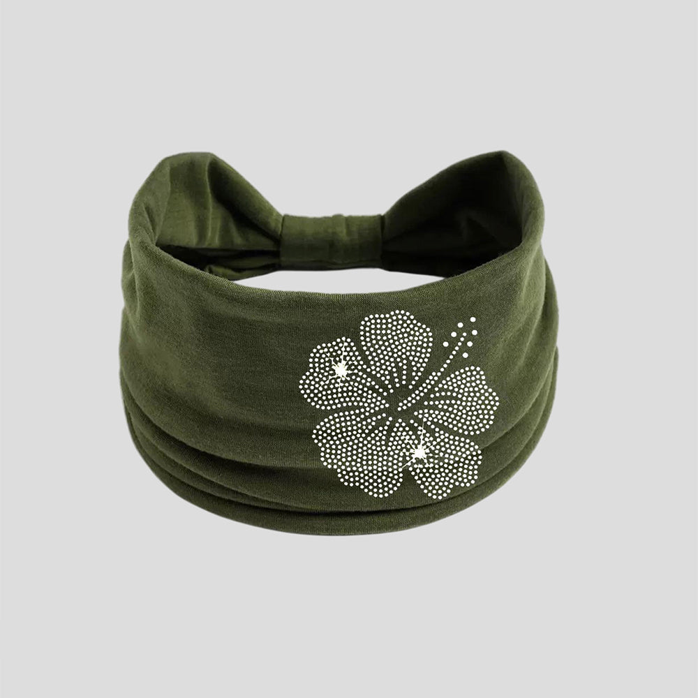 Rhinestone Floral Wide Headband - DippedShop Wholesale - #7731