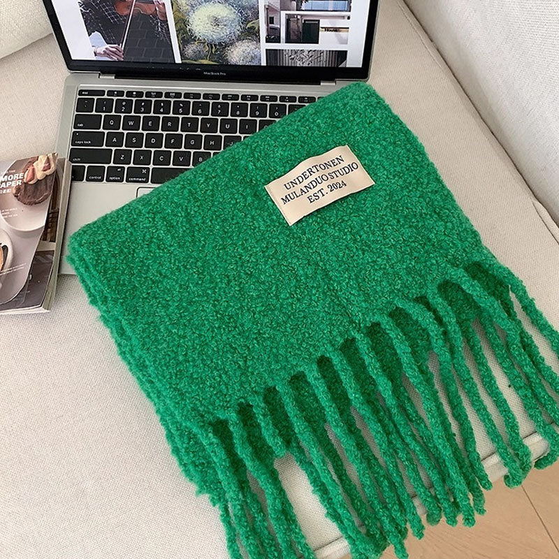 Warm Solid Color Tassel Wool Scarf 6W6NSW259