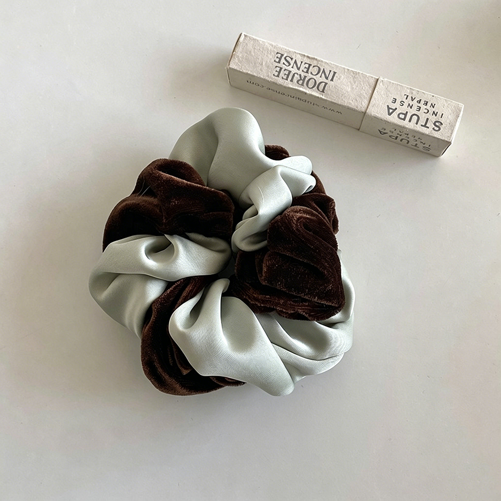Velvet Satin Color Block Scrunchies Hair Scrunchie MK2BLW6W6HSR20