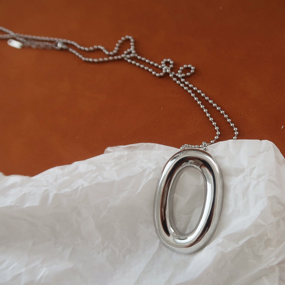 Minimalist Irregular Oval O-Ring Pendant Necklace 6W6JNC1066