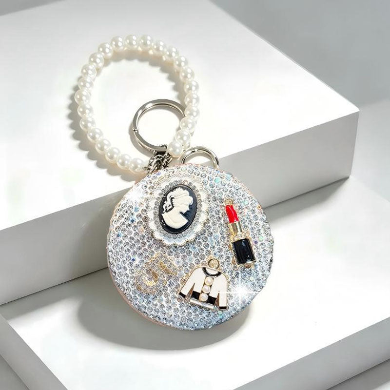Rhinestone Lip Mirror Keychain - DippedShop Wholesale - #5155