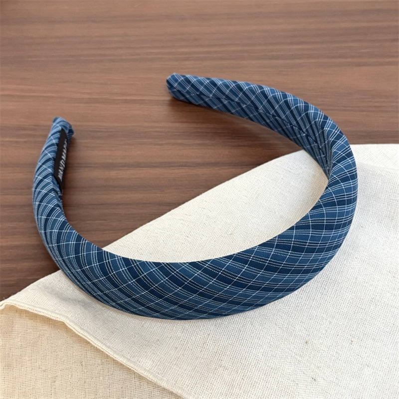 Retro Plaid Color Blaock Padded Fabric Headband 6W6HBD320