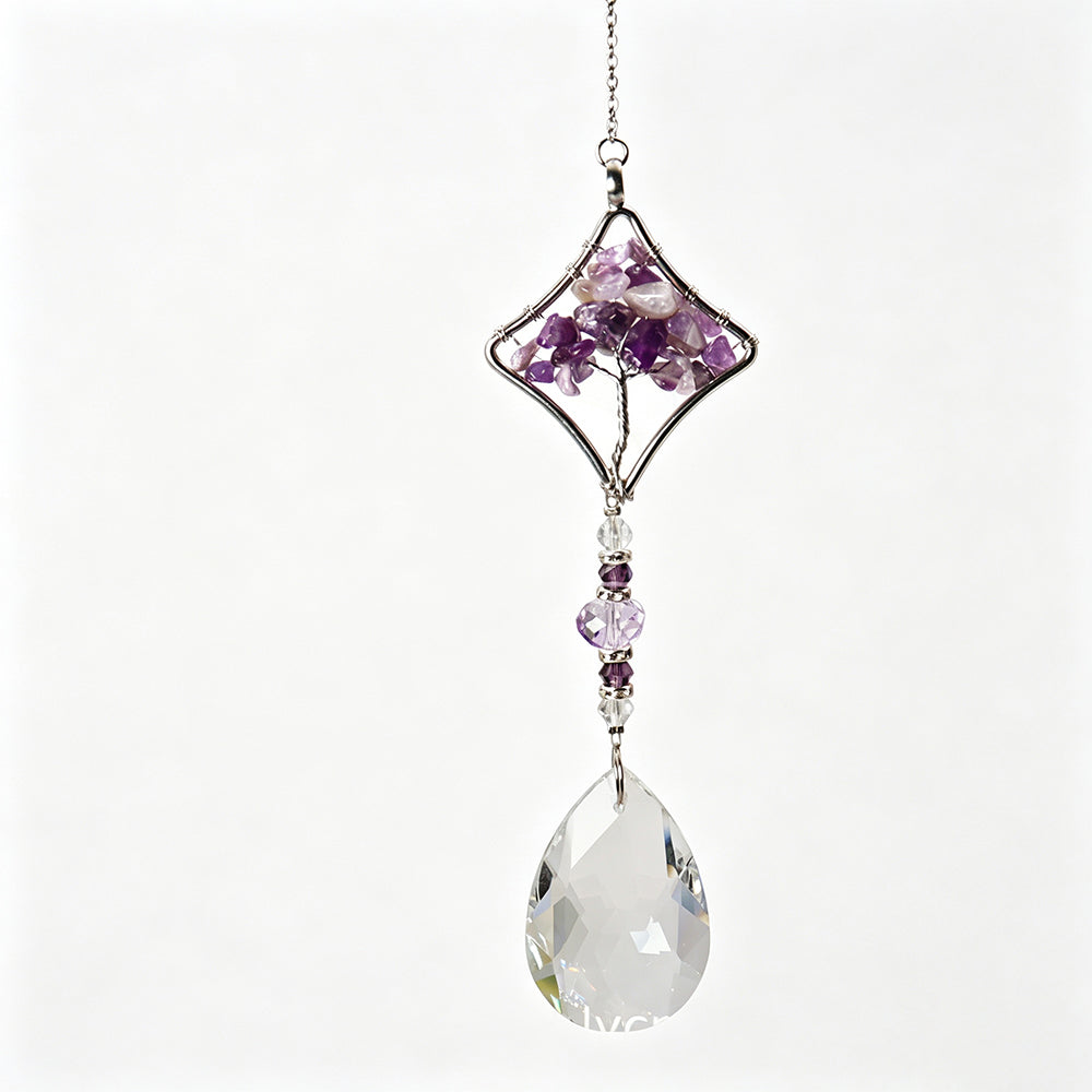 Purple Stone Tree of Life Crystal Sun Catcher 6H7HLS169