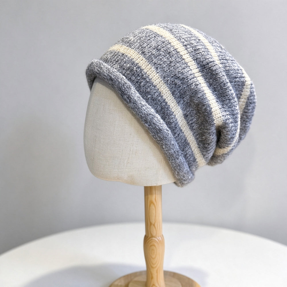 Two Tone Striped Slouchy Beanie - DippedShop Wholesale - #8979