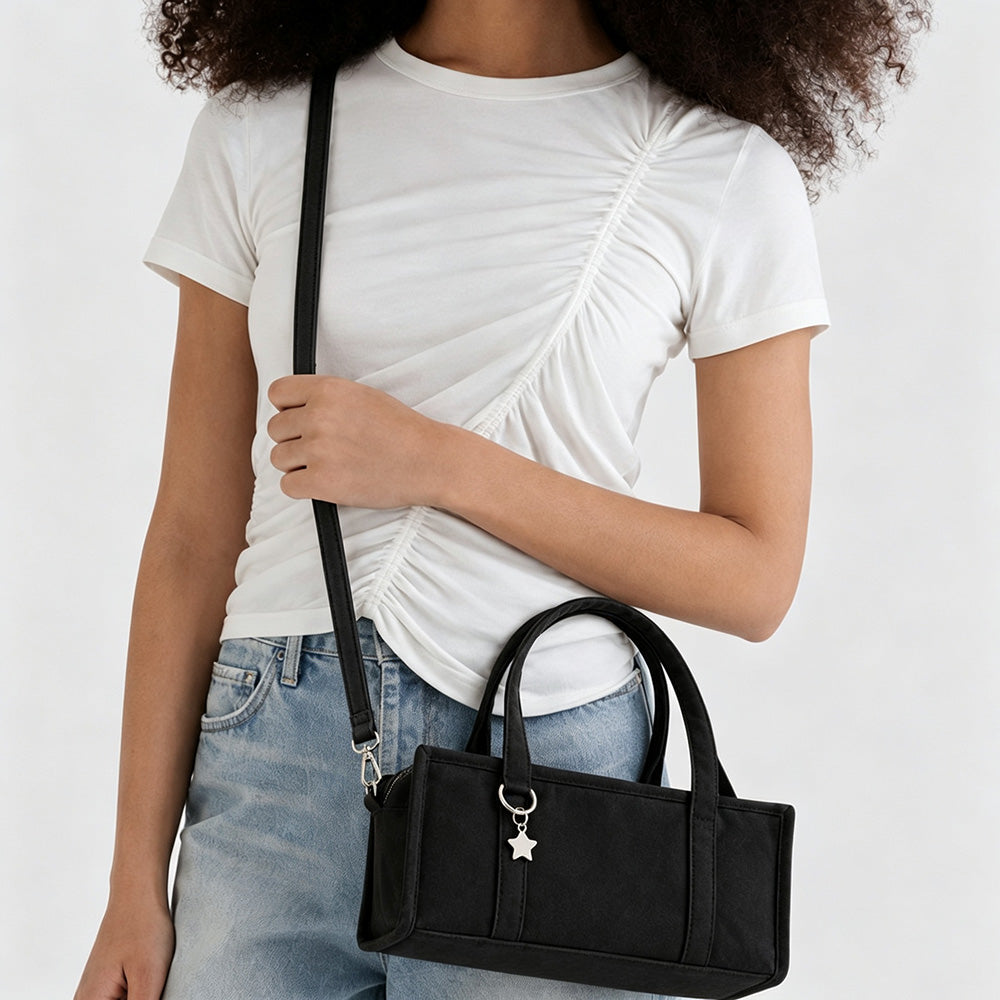Minimalist Square Plaid Nylon Shoulder Bag 6W10BBG2131