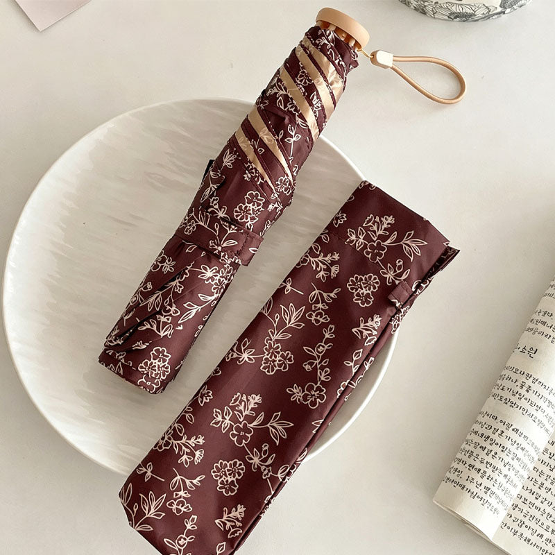 Vintage Floral Print Lightweight Folding Compact Umbrella MK2MBFN6Z11UL08