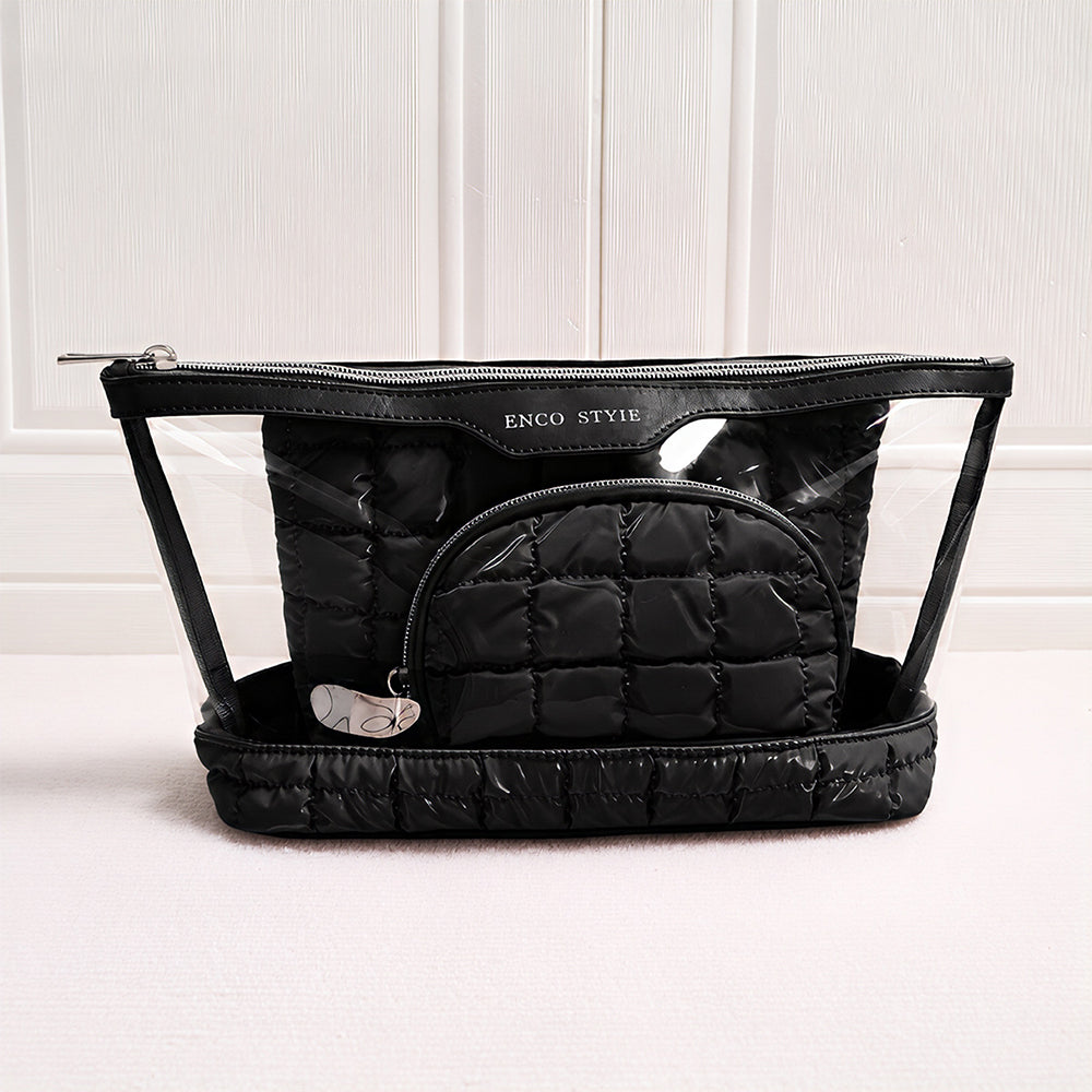Minimalist Solid Color Quilt Shell Cosmetic Bag 6C5CO271