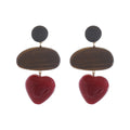 Wooden Heart Drop Earrings - DippedShop Wholesale - #9043