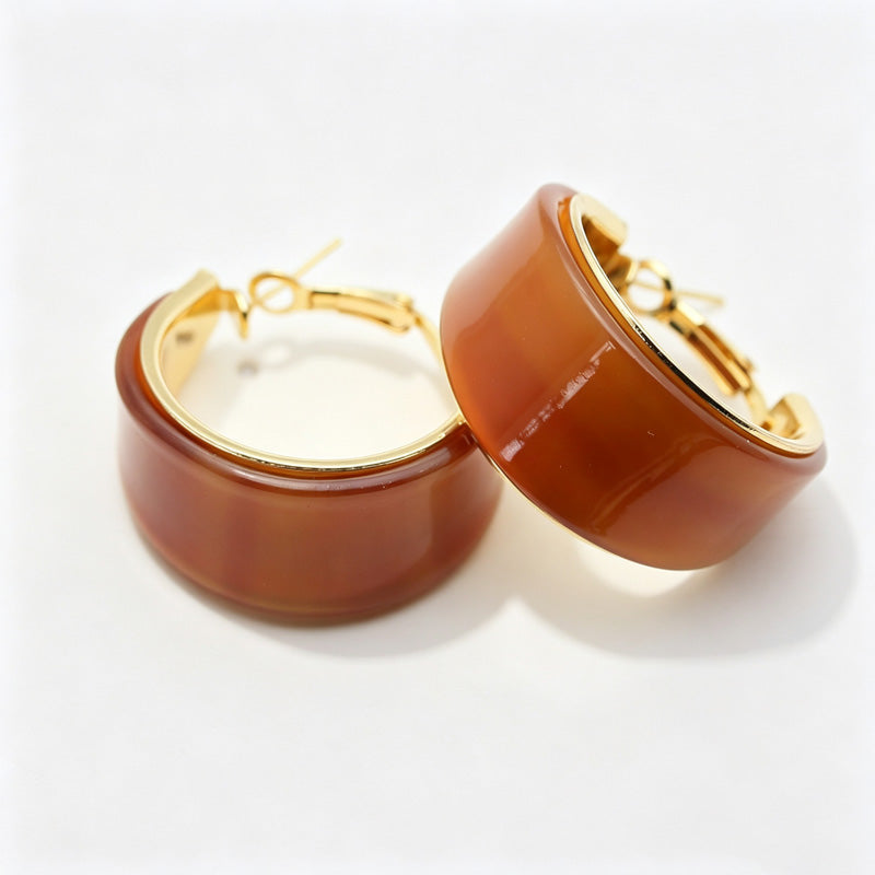 Simple Solid Color Resin Hoop Earrings 6W6JER555