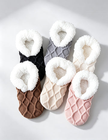 Fuzzy Fleece Lined Warm No Slip Slipper Socks 6W8FSO861