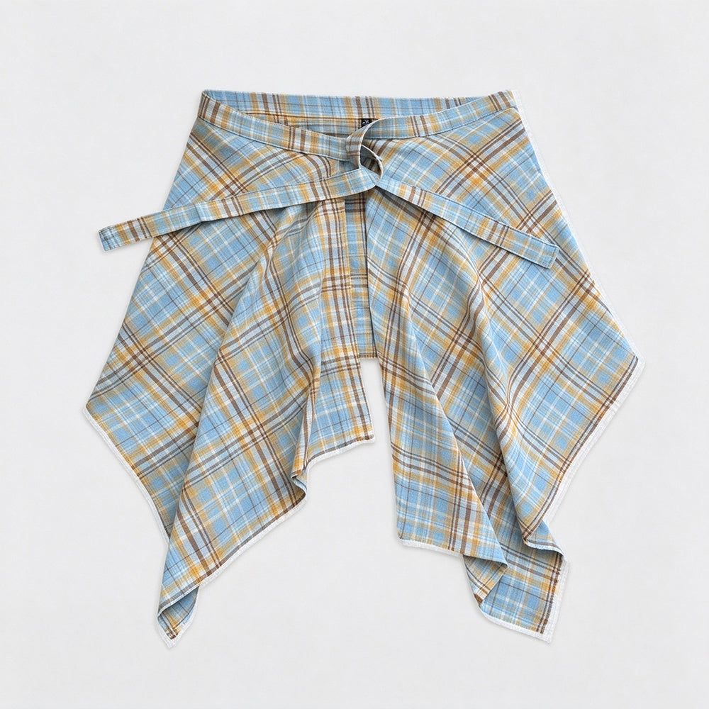 Fashion Plaid Half Skirt Tie Waist Hip Scarf 6W1SL43