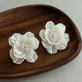 Trendy Floral Natural Shell Tassel Stud Earrings 6W6JER565