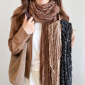 Vintage Cotton Linen Polka Dot Long Scarf 6W6NSC228