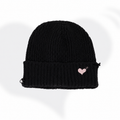 Solid Color Heart Embroidery Distress Beanie Hat 6W6HAT670