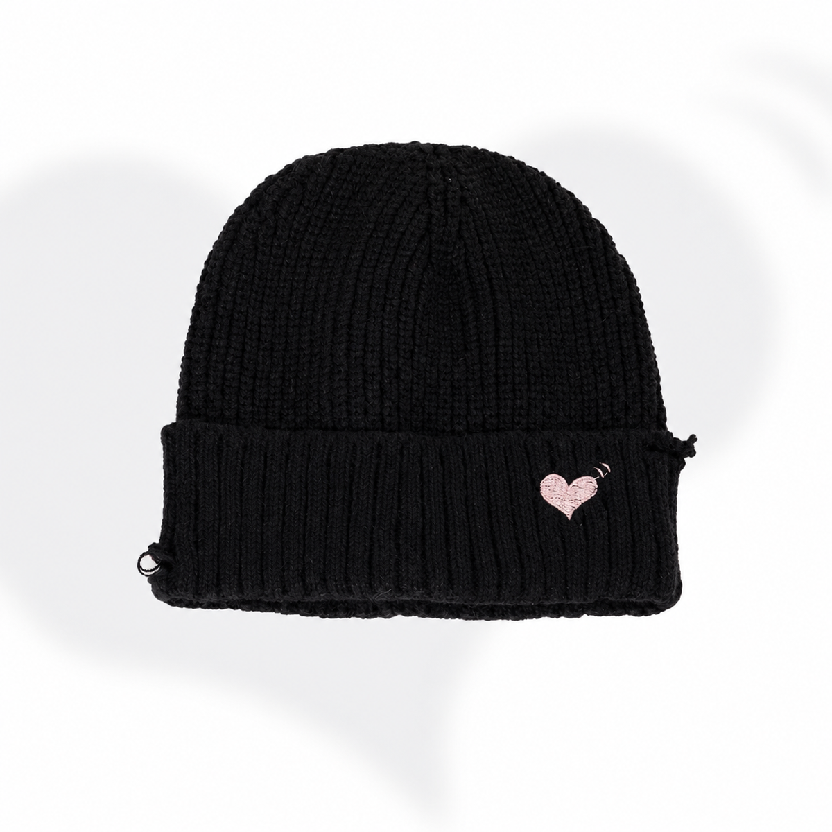 Solid Color Heart Embroidery Distress Beanie Hat 6W6HAT670