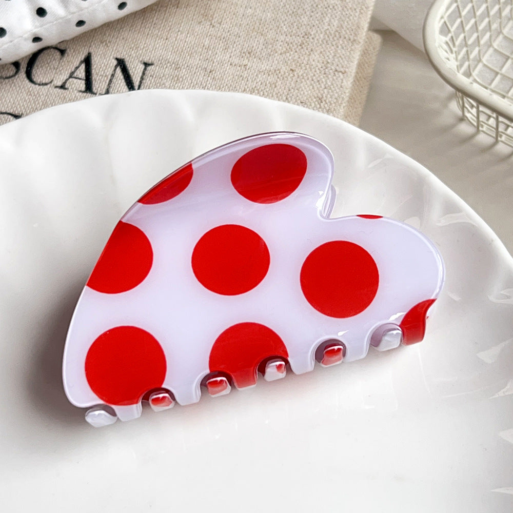 Polka Dot Heart Hair Claw - DippedShop Wholesale - #7315