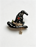 Magical Halloween Witch Star Hat Brooch 6W6JPB54