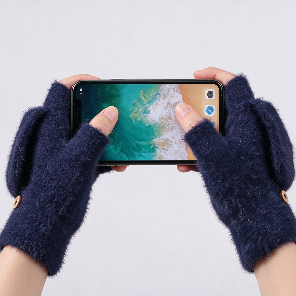Convertible Fingerless Faux Fur Gloves - DippedShop Wholesale - #0115