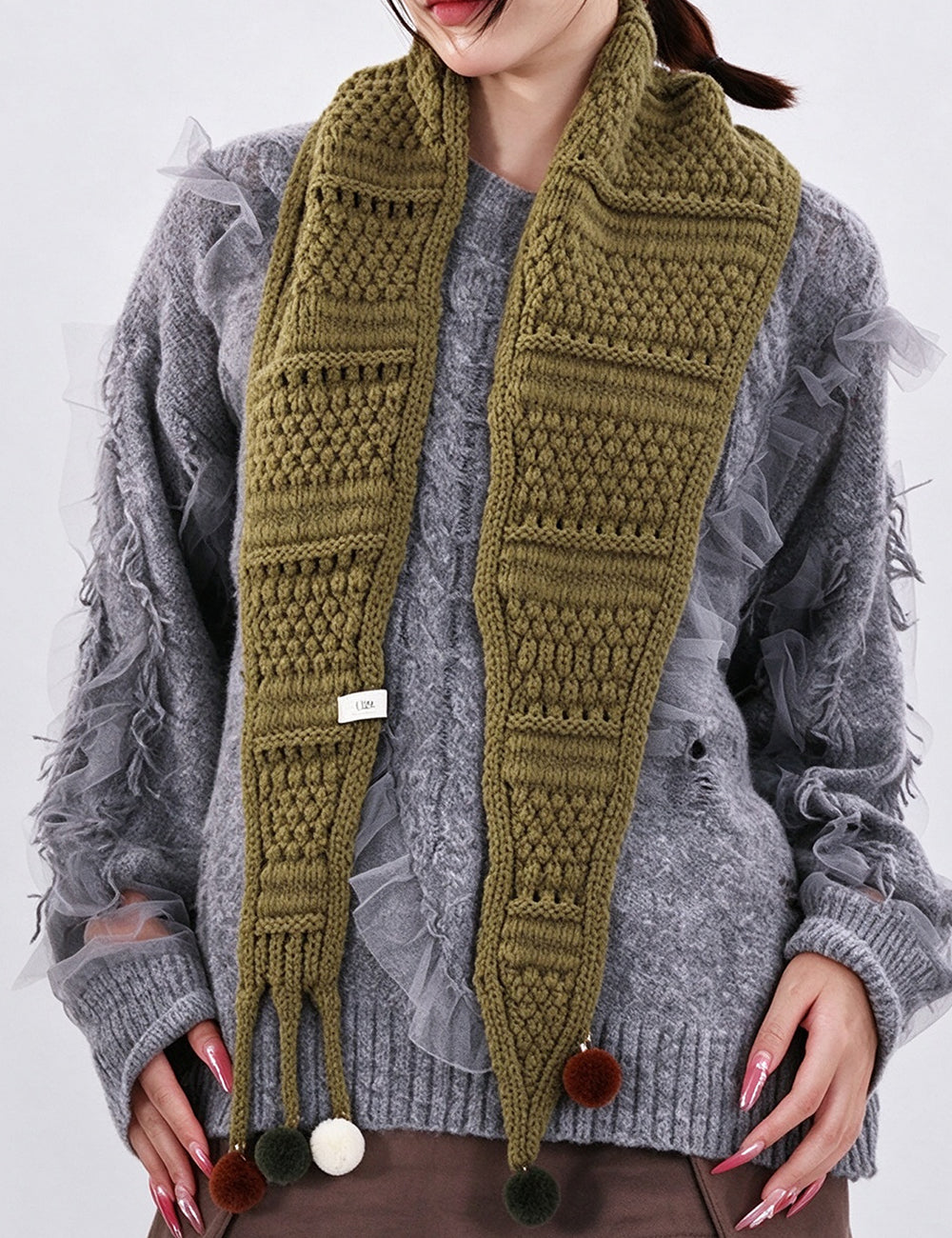 Winter Knit Pom-pom Scarf - DippedShop Wholesale - #1443