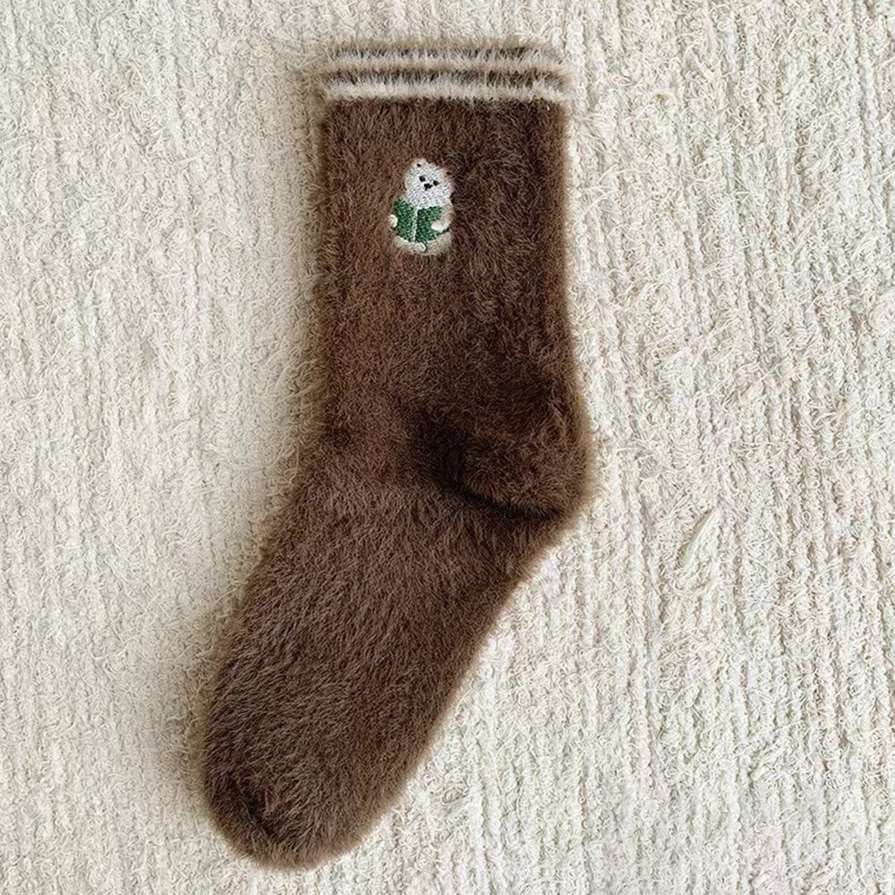 Cute Cartoon Embroidered Velvet Crew Socks 6W8FSO889