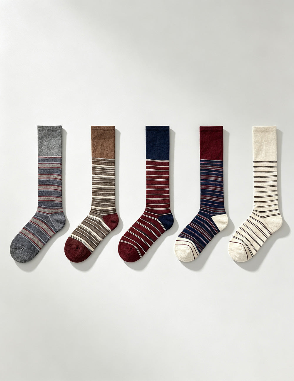 Retro Color Contrast Warm Mid-Calf Socks 6W8FSO819