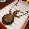 Vintage Metal Disc Pendant Double Layer Necklace 6W6JNC902