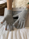 Winter Solid Color Touch Screen Plush Knit Gloves  6W6GLO74