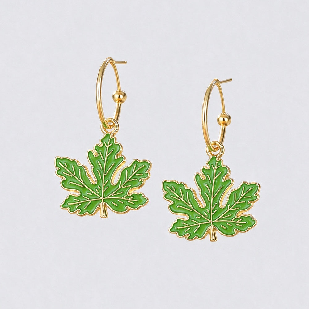 Maple Leaf Pearl Drop Earrings - DippedShop Wholesale - #0403
