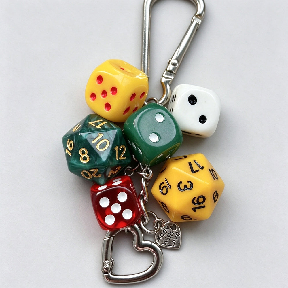 Polyhedron Dice Keychain Charm - DippedShop Wholesale - #0067