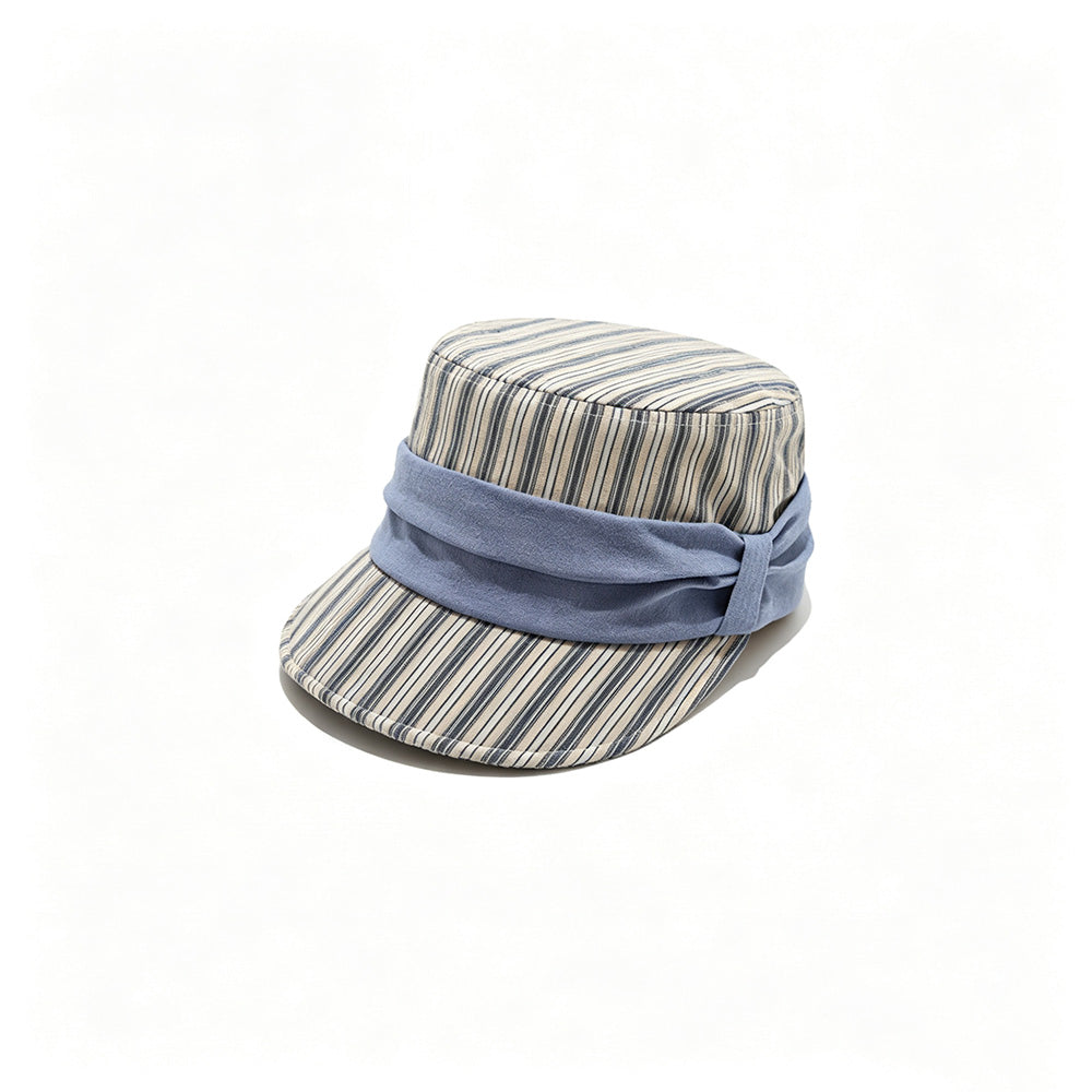 Striped Bow Foldable Wide Brim Hat 6W6HAT791