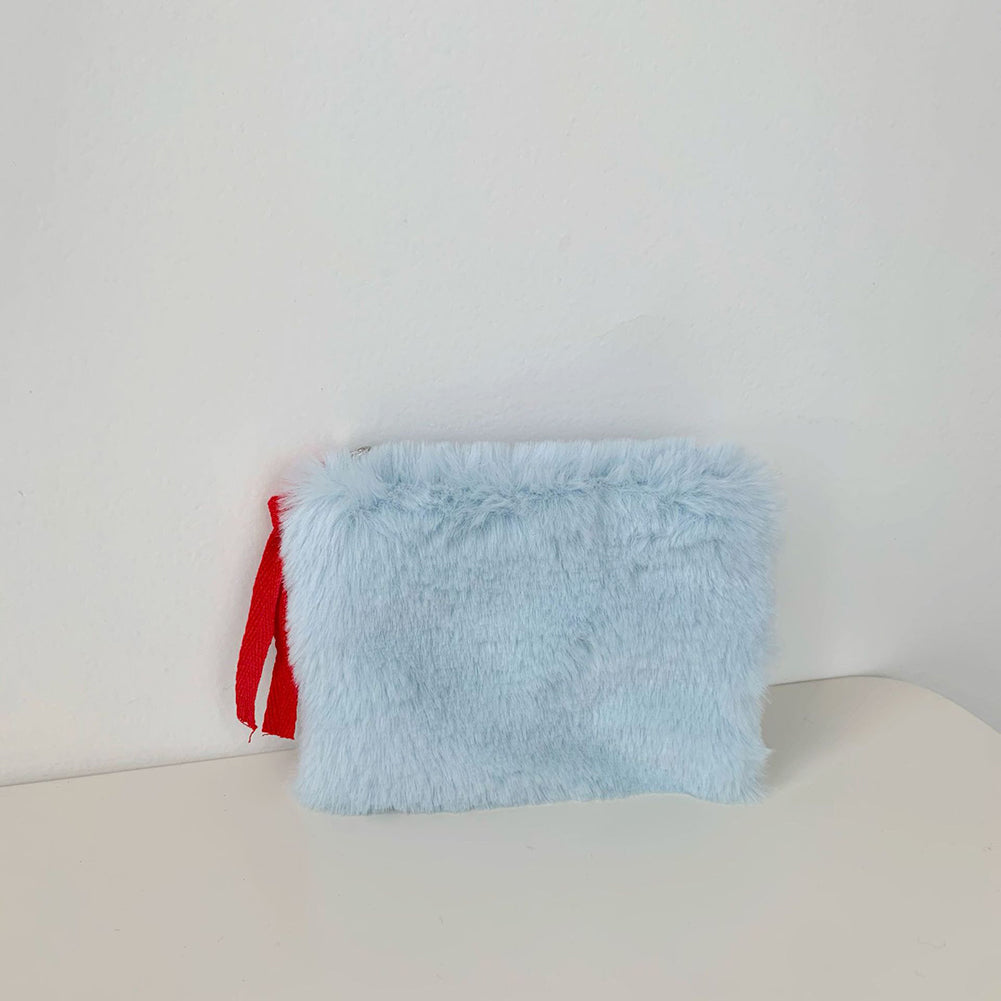 Fluffy Plush Color Block Mini Coin Purse 6W10BWB375
