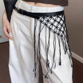 Vintage Woven Hollow Out Mesh Tassel Waist Belt 6W6JBT228
