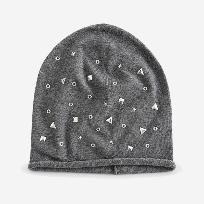 Stylish Metal Rivet Knit Beanie Hat 6W6HAT651