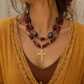 Boho Irregular Resin Bead Fish Pendant Scarf Neckalce 6W6JNC1004