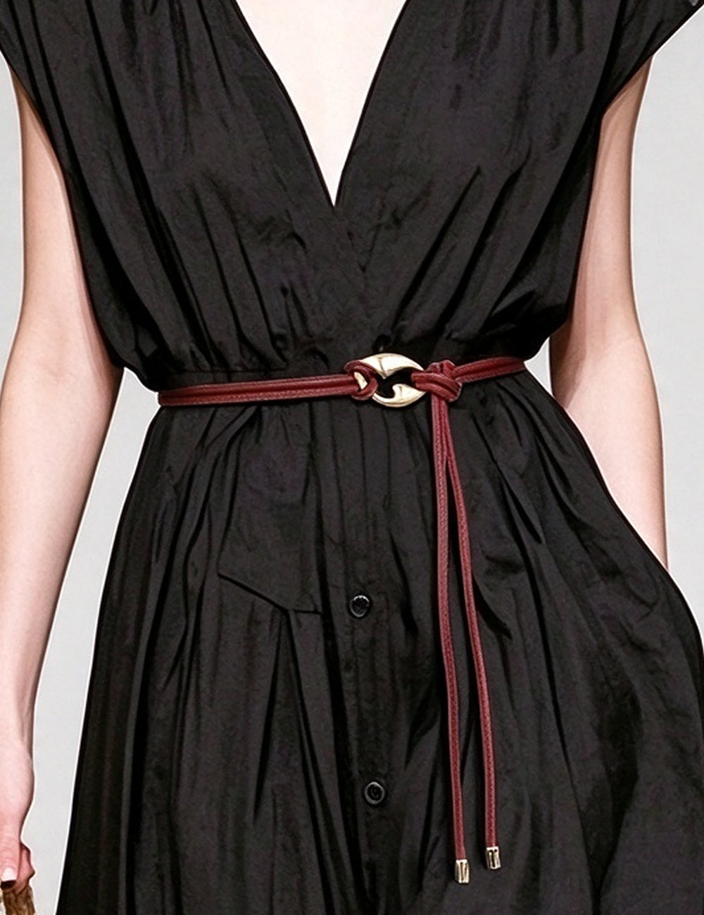 Elegant Double Rope Leather Knotted Thin Rope Belt 6W6JBT190