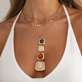 Hammered Resin Pendant Necklace - DippedShop Wholesale - #3251