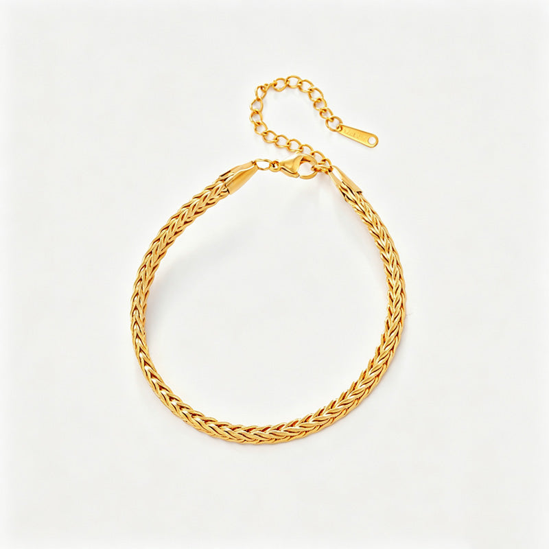 Simple Gold Four-Lear Clover Pendant Bracelet 6W6JBR515