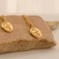 Elegant Carved Rose Oval Coin Pendant Necklace 6W6JNC1070