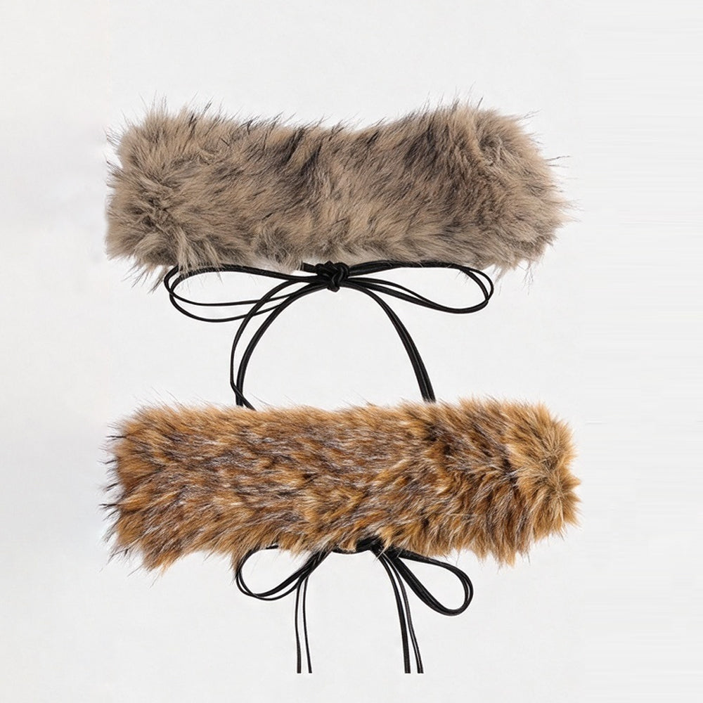 Stylish Thick Fur Adjustable Strap Belt 6W6JBT212