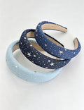 Retro Denim Star Rhinetone Fabric Wide Headband 6W6HBD291