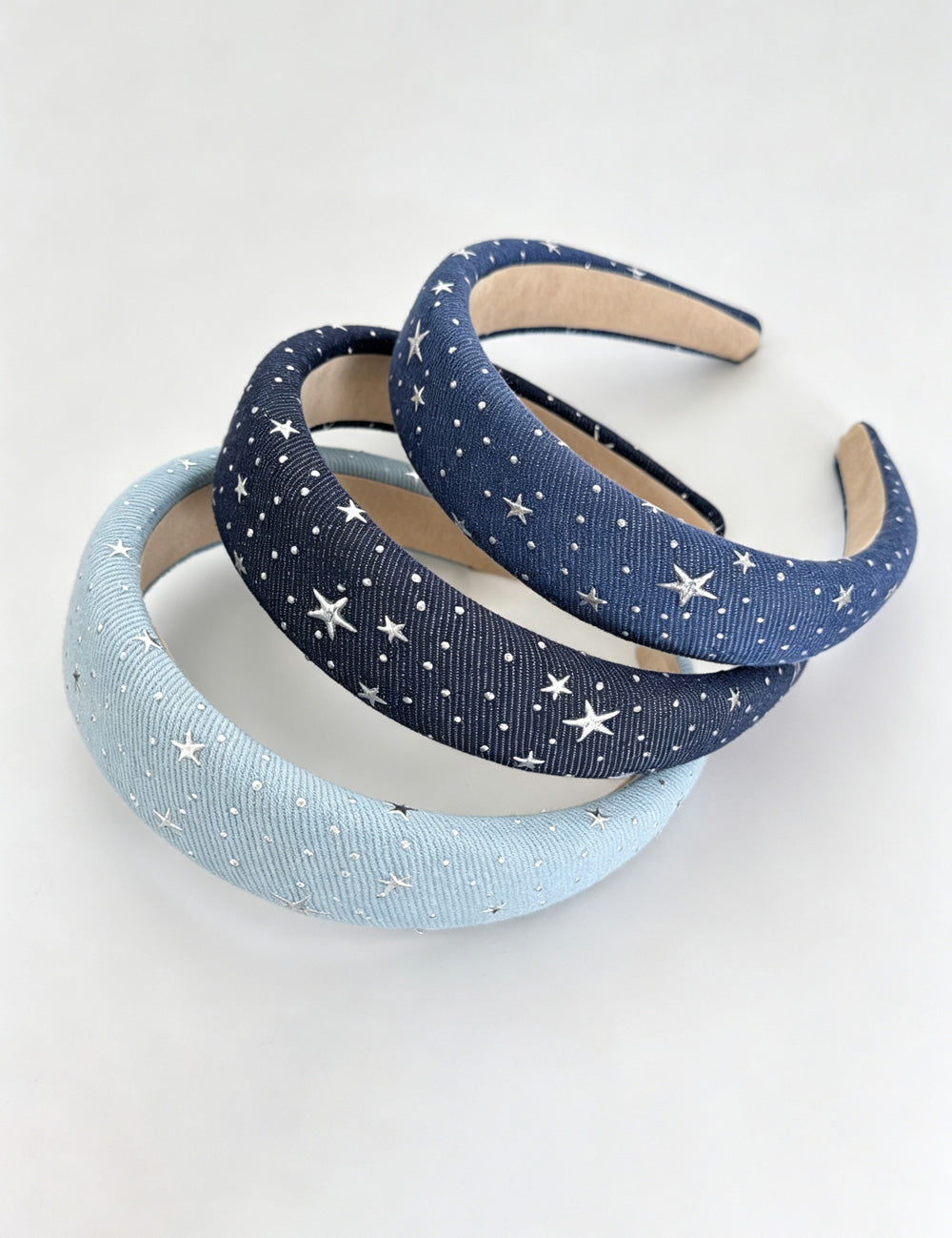 Retro Denim Star Rhinetone Fabric Wide Headband 6W6HBD291