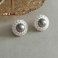 Dainty Rhinestone 3D Floral Dangle Stud Earrings 6W6JER563