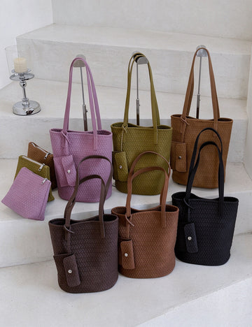 Vintage Woven Commuter Bucket Tote Bag 6W10BBG2467