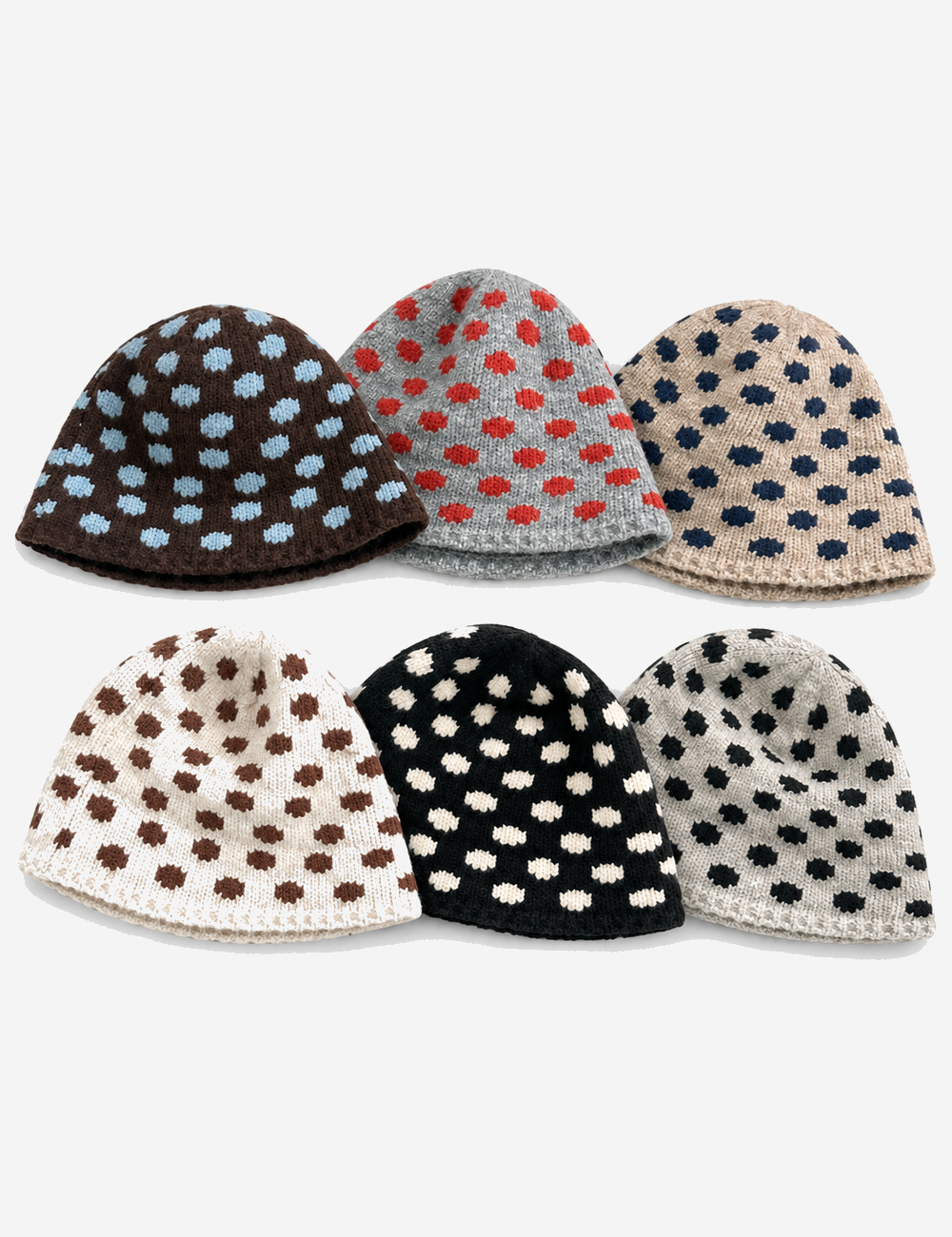 Cute Polka Dots Knit Bucket Hat 6W6HAT654