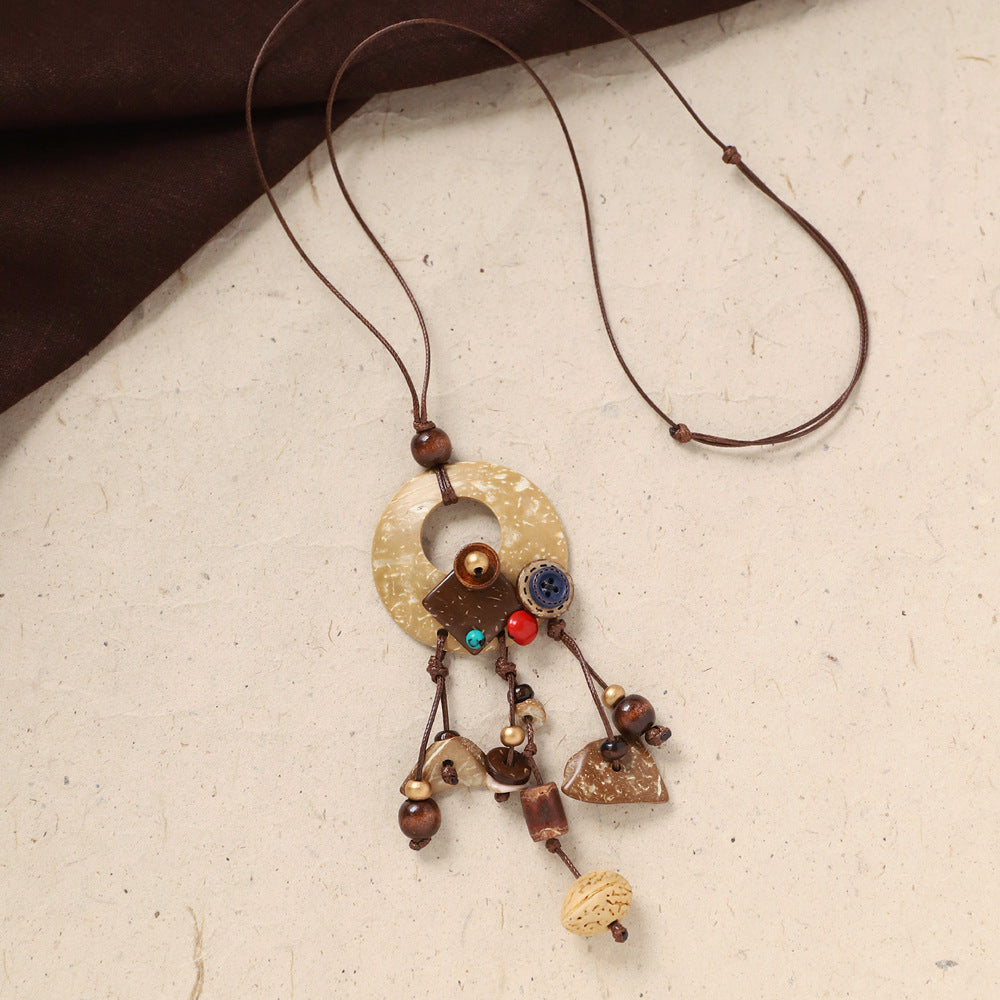 Coconut Shell Pendant Necklace - DippedShop Wholesale - #0883