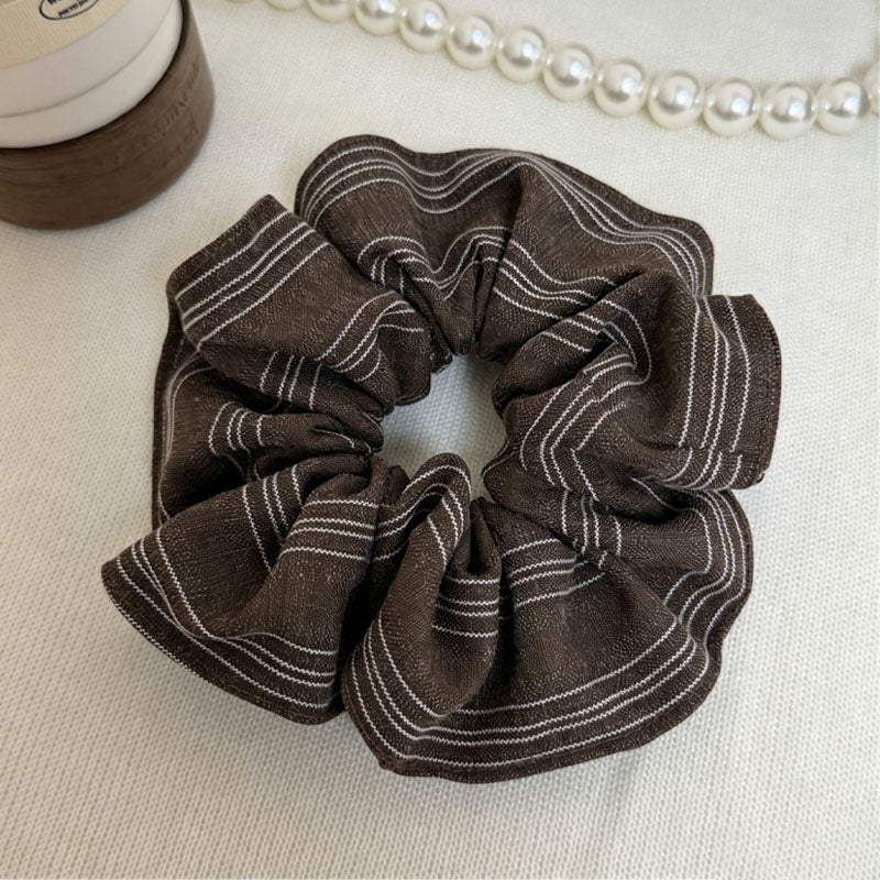 Simple Solid Color Striped Ruffled Scrunchies 6W6HSR375