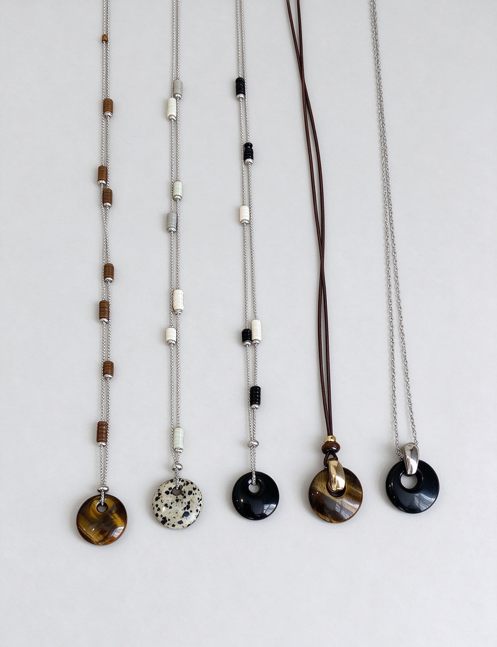 Gemstone Donut Coin Necklace - DippedShop Wholesale - #7283