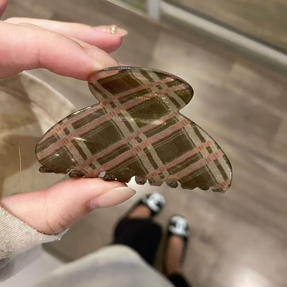 Plaid Acetate Hair Claw - DippedShop Wholesale - #8563